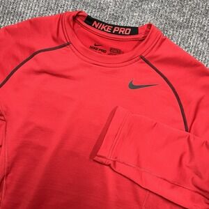 Nike Hyperwarm Pro Combat Long Sleeve Shirt Men's Large Dri Fit Red Fitted Clean